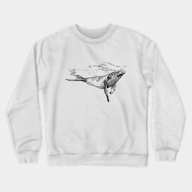 Blue Whale Art Crewneck Sweatshirt by Fireside Press